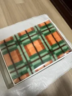 新品 京都西川 ひざ掛け 毛布 70×100 チェック柄 オレンジ　ブランケットのサムネイル