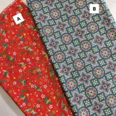 綿プリント生地　2枚セット　ハギレ　パッチワーク　和柄
