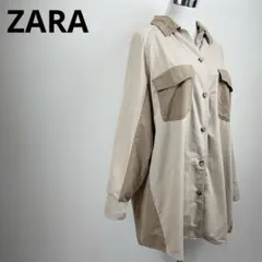 ZARA ザラ ZARA ビッグシルエット シャツジャケットベージュ配色デザイン