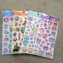 ポップデコパーティー　ラメきらクリスタルシール4枚セット