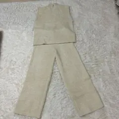 ベージュ ニット セットアップ タートルネック♡ラメ
