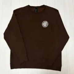 HUFトレーナー ブラウン サイズL ロゴデザイン バックプリント