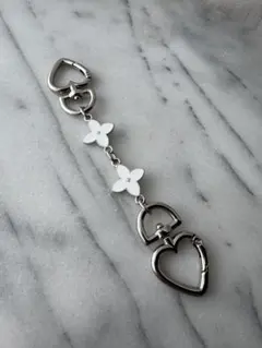 バッグ延長パーツ ハート×花チャーム
