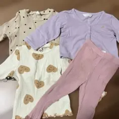女の子用　長袖　カーディガン　ズボン4点セット　80サイズ