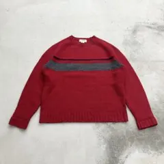 90’s j.crew ウールニットセーター ボーダー レッドカラー y2k