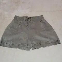 スエード風 花柄刺繍付き キュロット