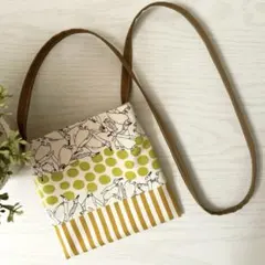 ペンギンさんとグリーンドット②♡キッズポシェット♡ハンドメイド