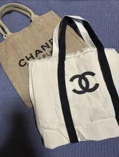 CHANEL À LA PLAGE トートバッグノベルティとチャームノベルティ シャネル ノベルティ リネン トートバッグ チャーム付き ブランド
