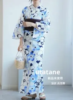 utatane】浴衣2点セット 新品/高級変わり織 水色と青磁色の牡丹 - メルカリ