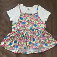 Bee des Bee 重ね着風 花柄 チュニック一体型Tシャツ 130cmのサムネイル