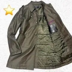 ZARA MAN 銀ボタン ステンカラーコート キルティング裏地 カーキ Lのサムネイル
