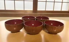 天然木製★汁椀5個セットのサムネイル