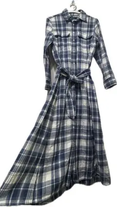 ラルフローレン M-Lサイズ チェック ロングワンピース マキシ丈