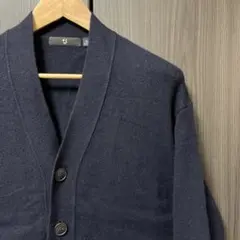 プラスJ プレミアムラムVネックカーディガン ネイビー XL
