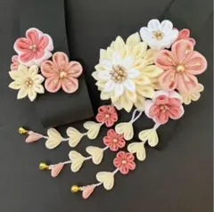 〜　駒　〜　和風髪飾り　振袖　成人式　着物　アイボリー　ピンク　淡色