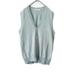 2111 ゴールデンベア 薄手 ニットベスト ワンポイント刺繍 M