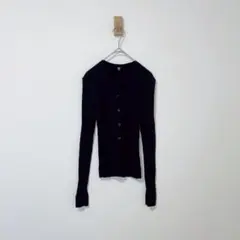 UNIQLO ユニクロ　エクストラファインメリノリブショートカーディガン 毛 紺