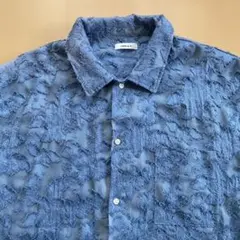ONCILY ジャガード 半袖シャツ ブルー Lサイズのサムネイル