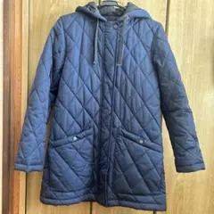 ネイビー キルティングジャケット フード付き