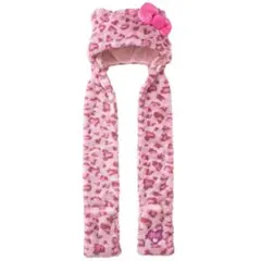 ユニバ キティ ヒョウ柄ピンク マフラーハット