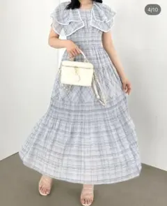 AnMILLE アンミール　チェックダブルカラーワンピース