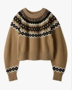 Mila Owenミラオーウェン カーブスリーブ短丈ノルディックラメプルオーバー