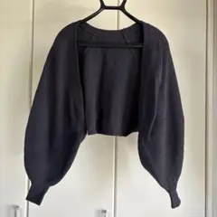【未使用】mystywoman リブ編み　カーディガン　ボレロ　黒　フリーサイズ