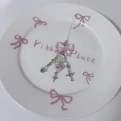 ビーズキーホルダー　チャーム　ハンドメイド　韓国系　リボン　ピンク