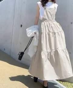 【美品】Java ジャバコラボ 2wayティアードサロペットワンピース M