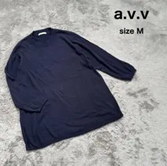 a.v.v ニット セーター 長袖ニット トップス 長袖セーター M ネイビー