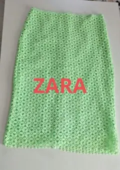 ZARA BASIC ミントグリーン レースタイトスカート L未使用のサムネイル