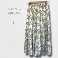 ユニクロ ポールアンドジョー 花柄スカート ロング丈 ウエストゴム コラボ品 S