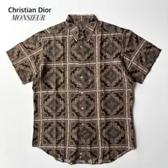 極美品 希少 Dior MONSIEUR ペイズリー 半袖シャツ リネン混 Lのサムネイル