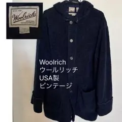 USA製Woolrich ネイビー フード付きビンテージジャケット フリースのサムネイル