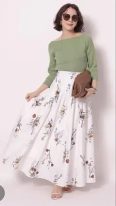 Arpege story レースアップフラワープリントスカート Mのサムネイル