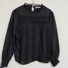 NICE CLAUP ナイスクラップ 黒 レース 長袖 シャツ