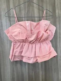 【美品】ZARA ザラ ボリュームフリル ビスチェ ピンク　お花見　桜　バレエ春