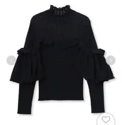 SNIDEL　ドッキングフリルニットプルオーバー　ネイビー