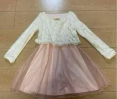 フラワーレース長袖ひざ丈ワンピース