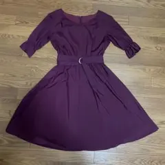 プロポーションボディドレッシング　ボルドー五分袖ワンピース　サイズ3