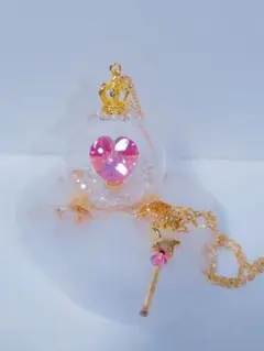 PARIS KID'S ハート王冠ネックレス シルバー×ピンク パリスキッズ
