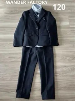 ワンダーファクトリー フォーマルスーツ シャツ4点セット120センチ　ネイビー