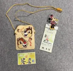 ディズニーランド　ミニーちゃん　チップとデール　パスケース