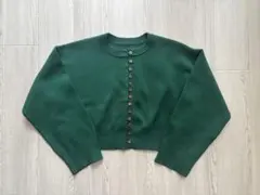 JEANASIS ダークグリーン クロップドカーディガン