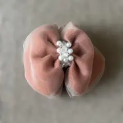 ピンク シフォンリボン ヘアクリップ