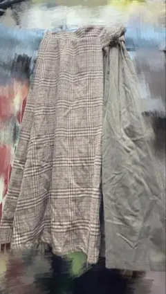 チェック柄 切替ロングプリーツスカート
