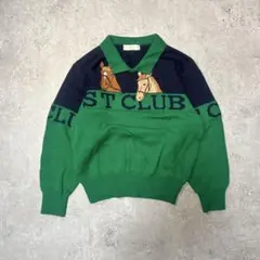 00's vintage 馬刺繍 ポロセーター 緑と紺