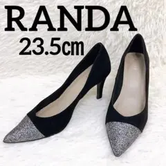 RANDA ラメ　グリッター　パンプス　ブラック　23.5 入学式　結婚式