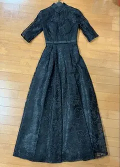 【美品】演奏会　高級総レース清楚系ブラックロングドレスフォーマルパーティ