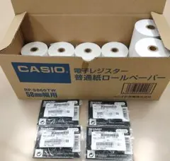 CASIO電子レジスター用ロールペーパー12個とSHARPインキローラー 4個